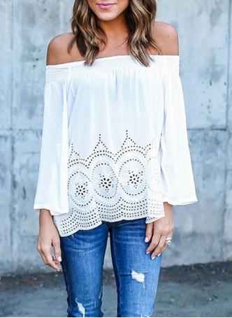 Off Shoulder Peasant Style Blouse 
